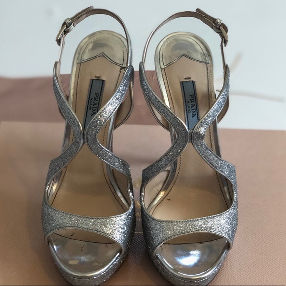 PRADA Glitter Strappy Platform Sandals - Picture 6 of 8
